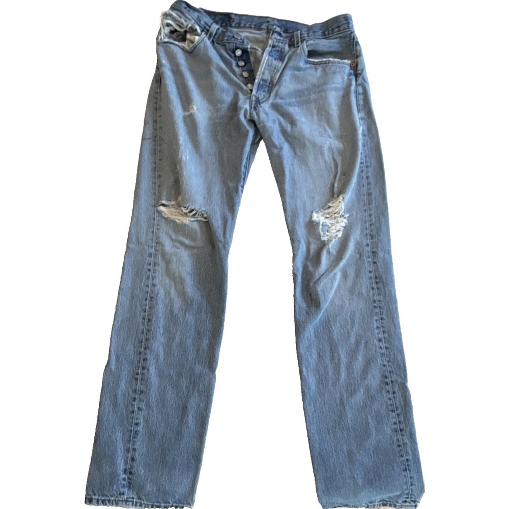 Vintage Y2K Levi's 501 Men's Blue Denim Jeans Straight Style Button fly